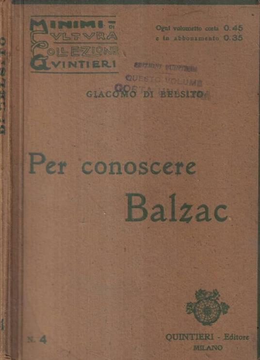 Per conoscere Balzac - copertina