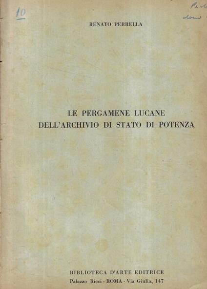 Le pergamene lucane dell'archivio di Stato di Potenza - copertina