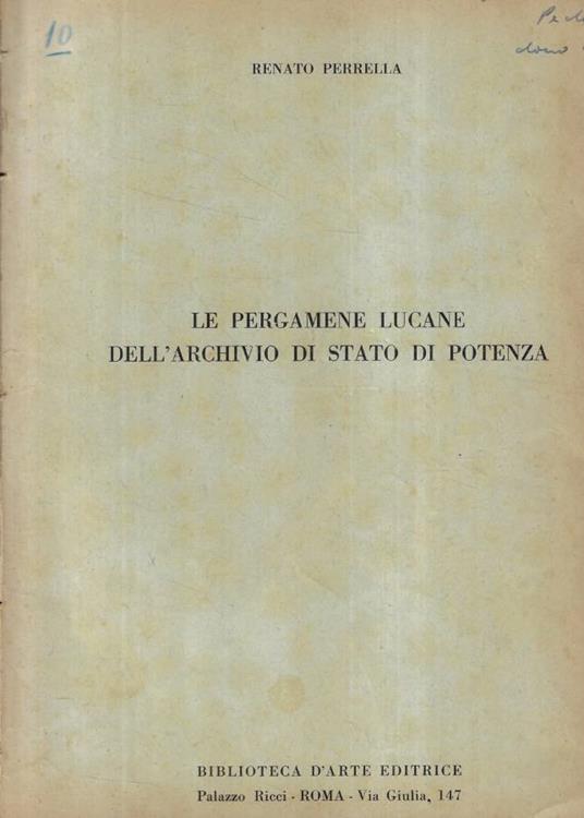 Le pergamene lucane dell'archivio di Stato di Potenza - copertina