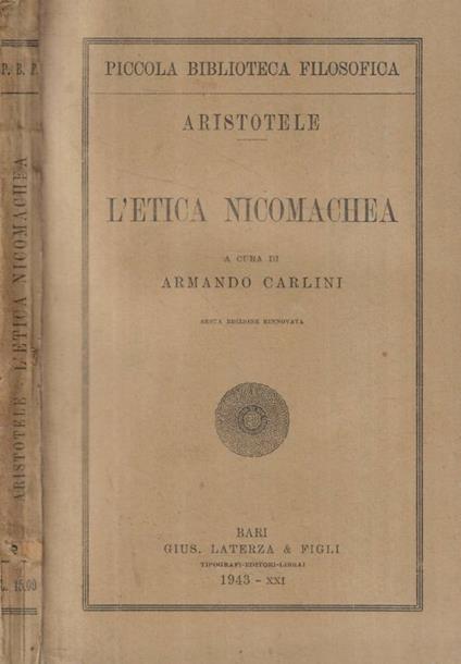 L'etica Nicomachea - copertina
