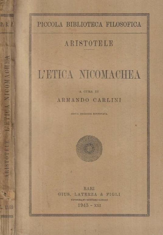L'etica Nicomachea - copertina