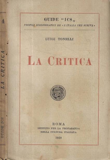 La critica - Luigi Tonelli - copertina