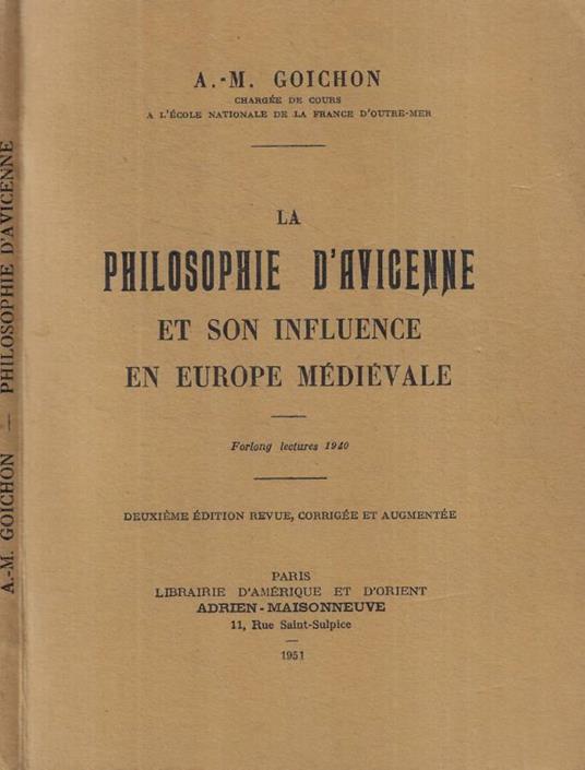 La philosophie d'Avicenne et son influence en Europe médiéva - copertina