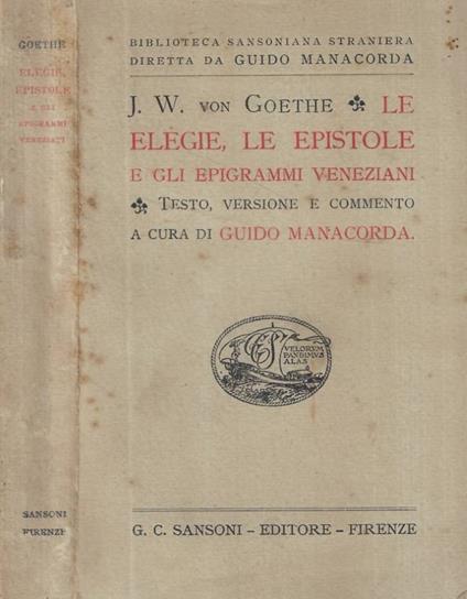 Le elegie, le epistole e gli epigrammi veneziani - copertina