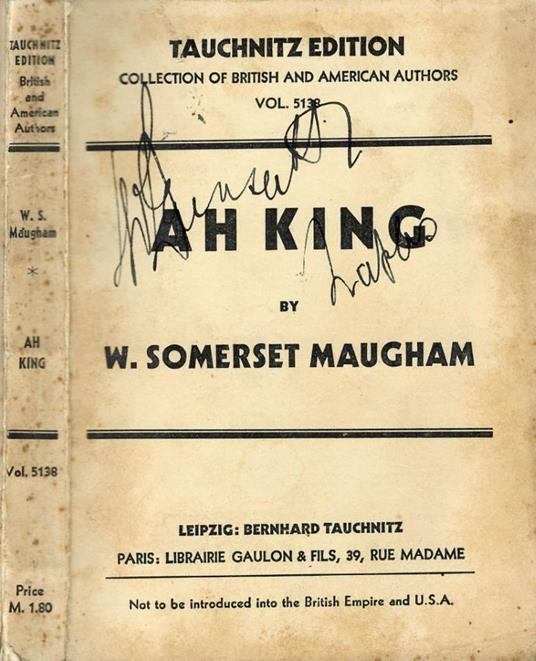 Ah King - W. Somerset Maugham - copertina