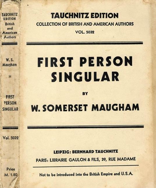 First person singular - W. Somerset Maugham - copertina