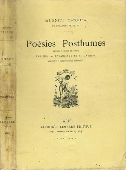 Poésies Posthumes - Auguste Barbier - copertina