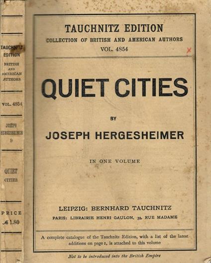 Quiet Cities. Vol. I - copertina
