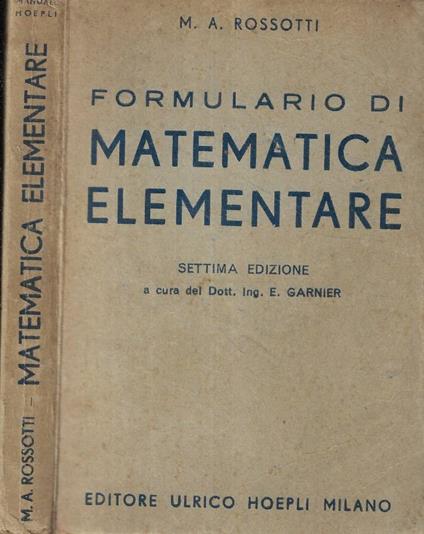 Formulario di matematica elementare - copertina