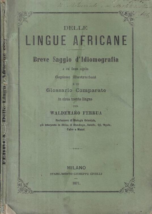 Delle lingue africane - copertina