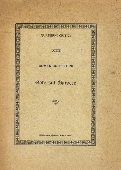 Note sul barocco - copertina