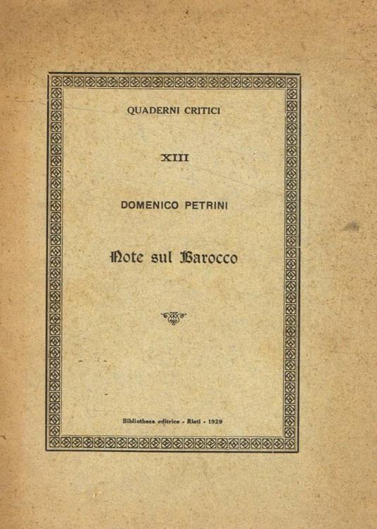 Note sul barocco - copertina