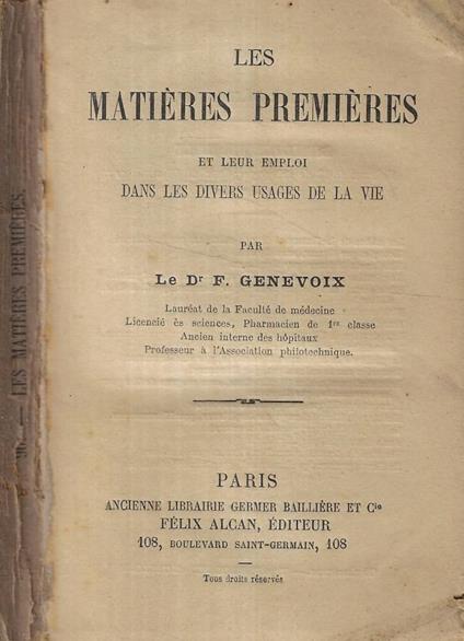 Les matières premières - copertina