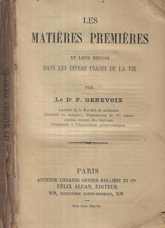 Les matières premières - copertina