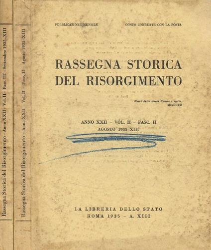 Rassegna storica del Risorgimento anno XXII, vol.II, fasc.II - copertina