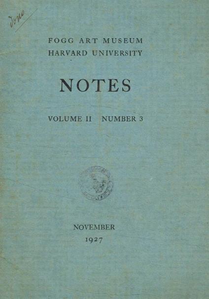Fogg Art Museum. Notes vol.II, n.3 - copertina