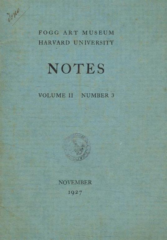 Fogg Art Museum. Notes vol.II, n.3 - copertina