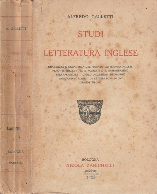 Studi di letteratura inglese - copertina