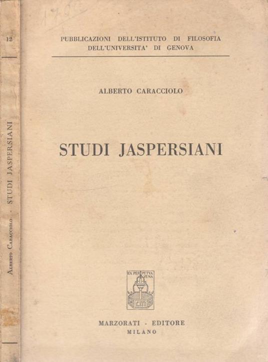 Studi Jaspersiani - Alberto Caracciolo - copertina