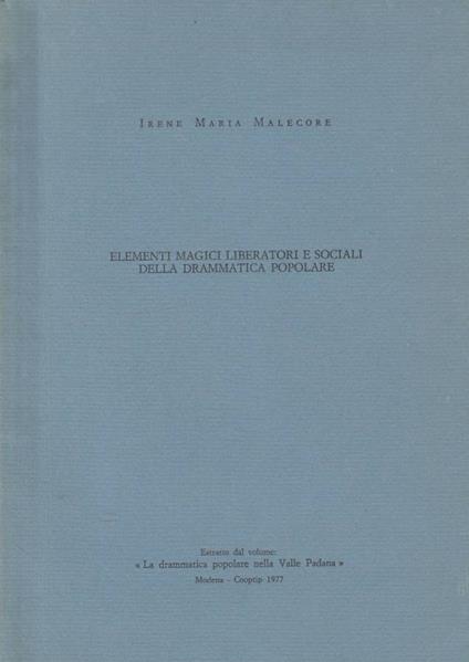 Elementi magici liberatori e sociali della drammatica popola - copertina