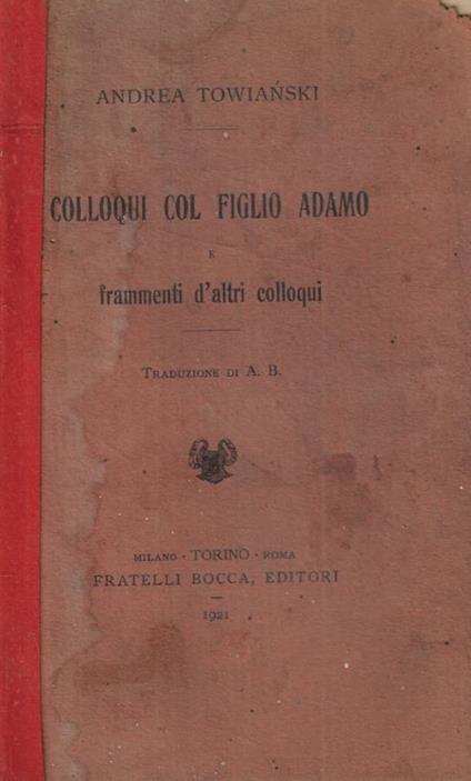 Colloqui col figlio Adamo e frammenti d'altri colloqui - copertina