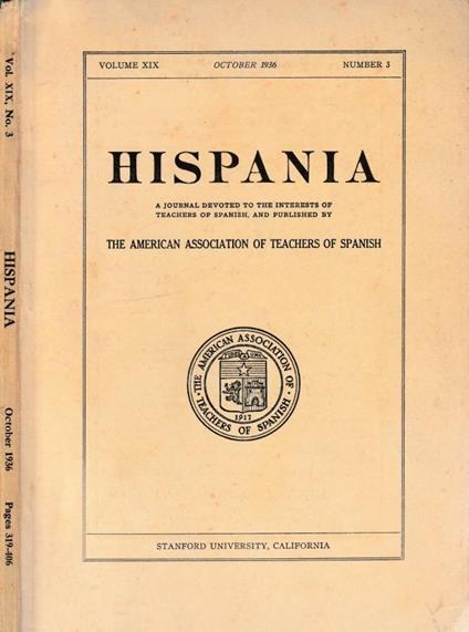 Hispania vol XIX, n 3 1936 - copertina