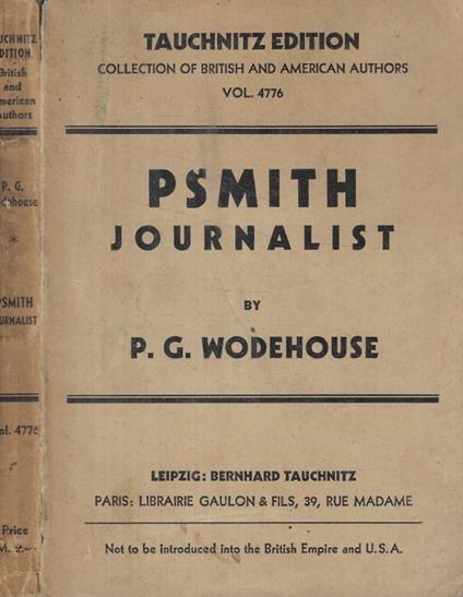 Psmith journalist - copertina