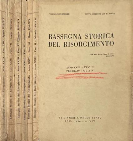 Rassegna storica del Risorgimento anno XXIII, fasc II,III,IV - copertina