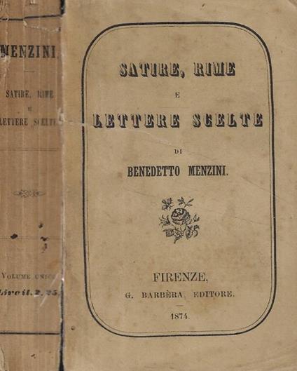 Satire, rime e lettere scelte - copertina