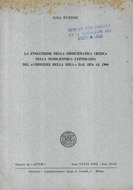 La evoluzione della problematica critica nella pubblicistica - copertina