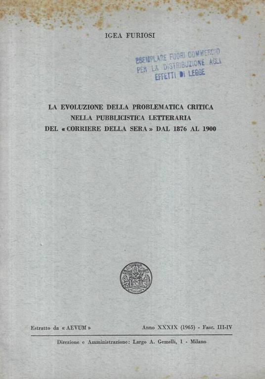 La evoluzione della problematica critica nella pubblicistica - copertina