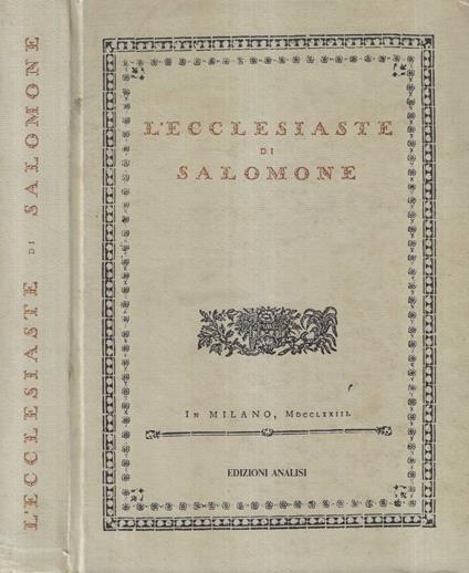 L'ecclesiaste - copertina