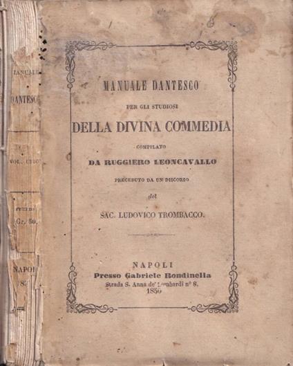 Manuale dantesco per gli studiosi della Divina Commedia - copertina