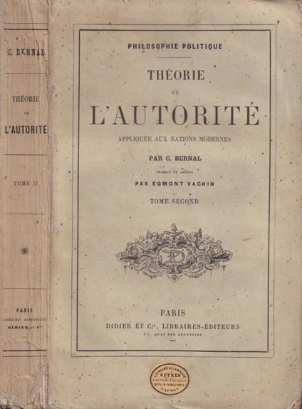 Théorie de l'autorité, tomo II - copertina