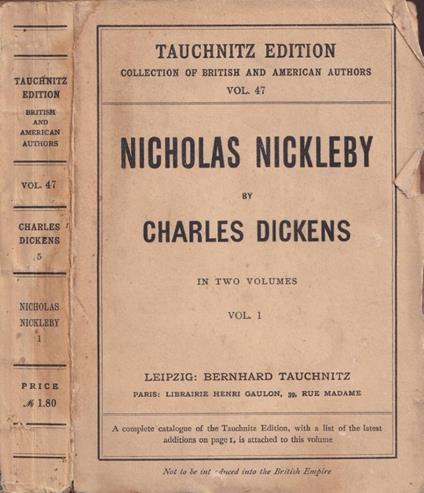 Nicholas Nickleby, vol. I - Charles Dickens - copertina
