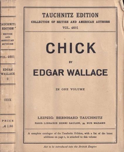 Chick - Edgar Wallace - copertina