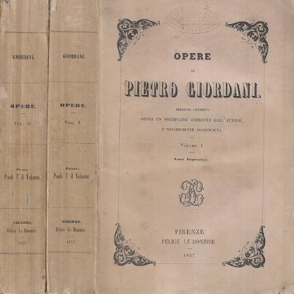 Opere - Pietro Giordani - copertina
