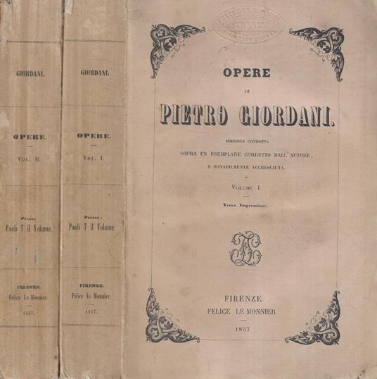 Opere - Pietro Giordani - copertina