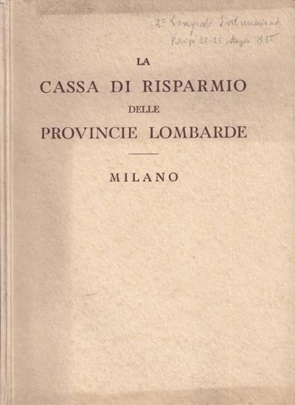 La Cassa di Risparmio delle Provincie Lombarde - copertina