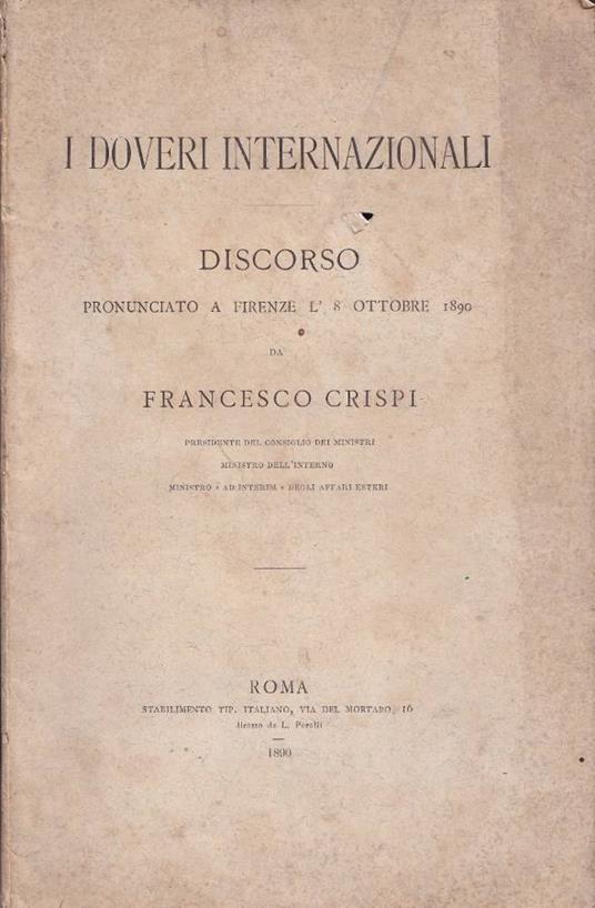 I doveri internazionali - Francesco Crispi - copertina