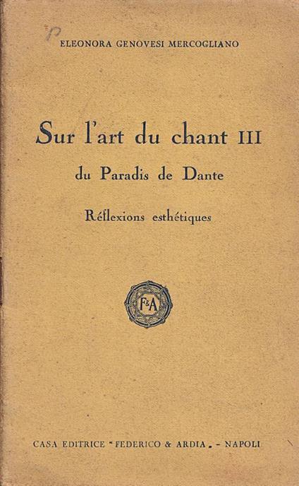 Sur l'art du chant III du Paradis de Dante - copertina