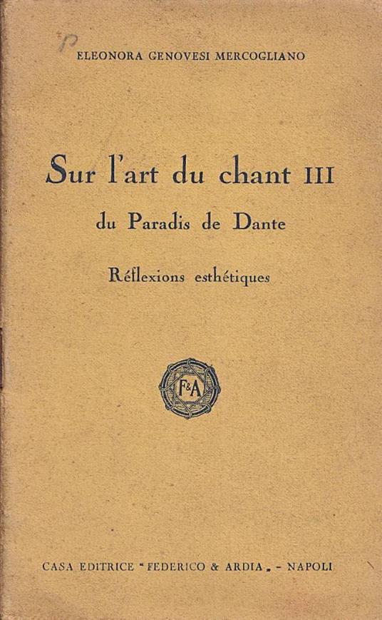 Sur l'art du chant III du Paradis de Dante - copertina