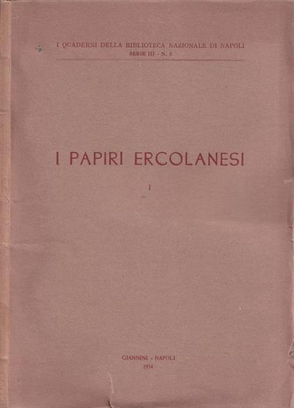 I papiri ercolanesi, vol. I - copertina