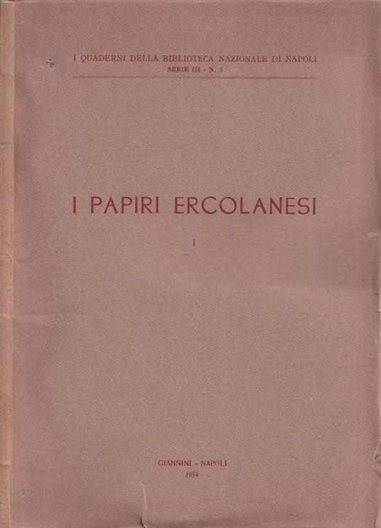I papiri ercolanesi, vol. I - copertina