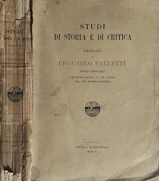 Studi di storia e di critica - copertina