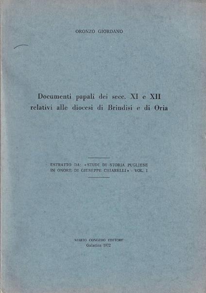 Documenti papali dei secc. XI e XII relativi alle diocesi di - copertina