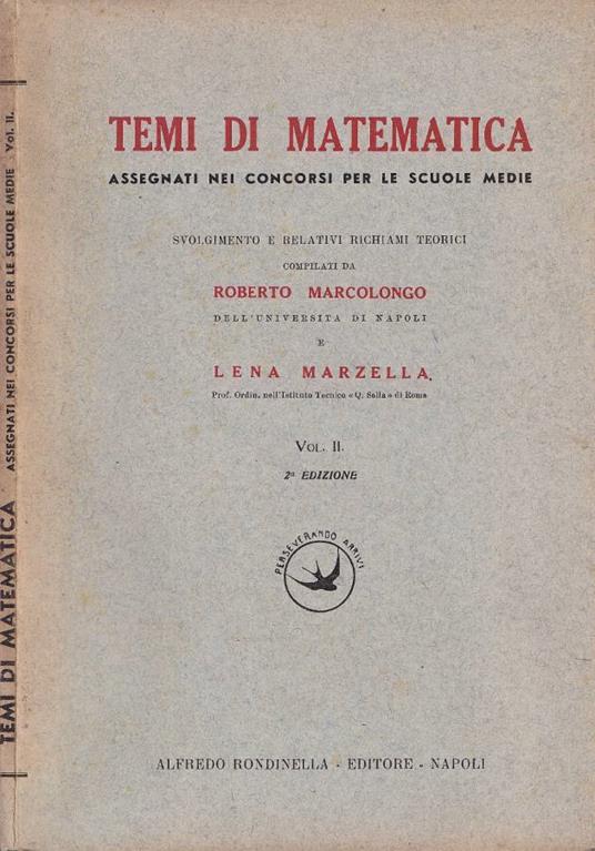 Temi di matematica, vol. II - copertina