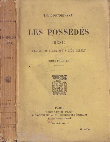 Les possédés, tomo I - copertina