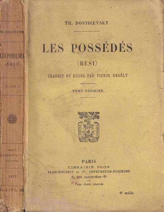Les possédés, tomo I - copertina