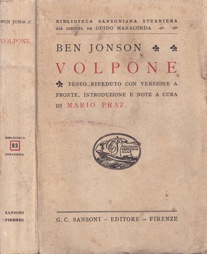 Volpone - Ben Jonson - copertina